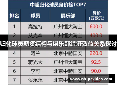 归化球员薪资结构与俱乐部经济效益关系探讨